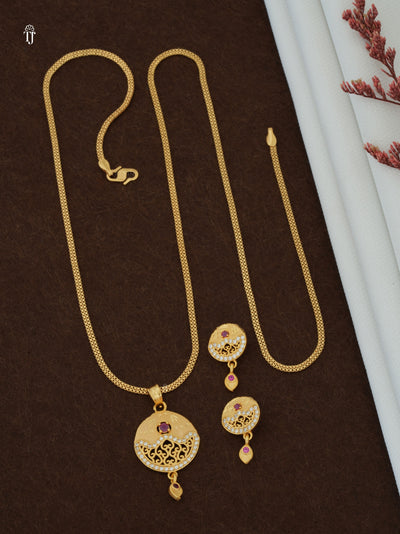 1 Gram Gold Pendant for Women | Premium Traditional Pendant & Earrings