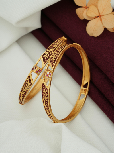 Trendy Artificial Gold Bangles for Girls | Daily Wear Jewellery (1 Pair)
