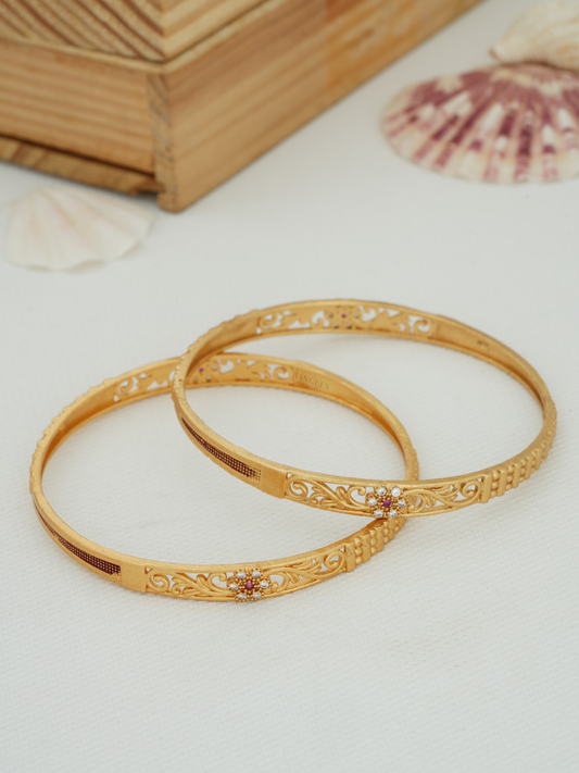Premium Micro Gold Polish Bangles | Partywear & Festive Collection (1 Pair)