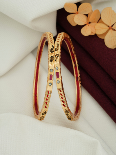 Shop Fancy Bangles for Women | Stylish Artificial Bangles with Gold Finish (1 Pair)