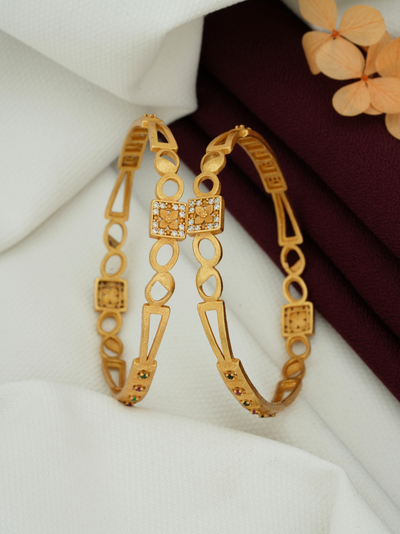 Gold Plated Bangles Set for Women | Trendy & Stylish Bangles (1 Pair)