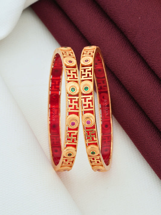 Designer Bangles | Traditional Swastik Diamond Design Bangles