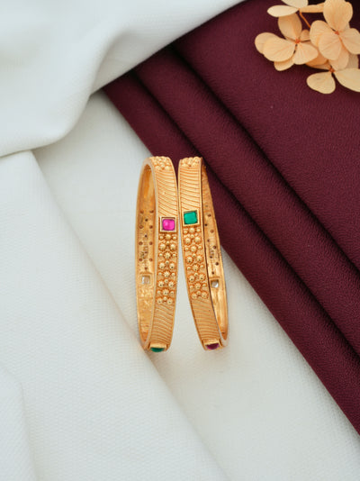 Latest High Gold Finish Bangles | Premium Designer Bangles with Ruby Stone