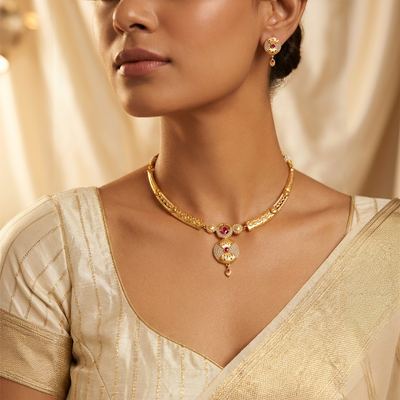 Gold Plated Necklace Designs for Women Online | Designer AD Diamond Necklace With Earrings (Copy)