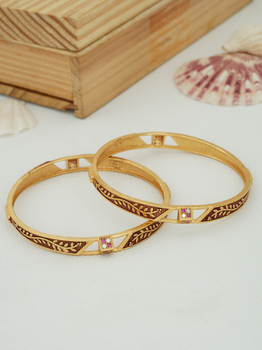 Trendy Artificial Gold Bangles for Girls | Daily Wear Jewellery (1 Pair)