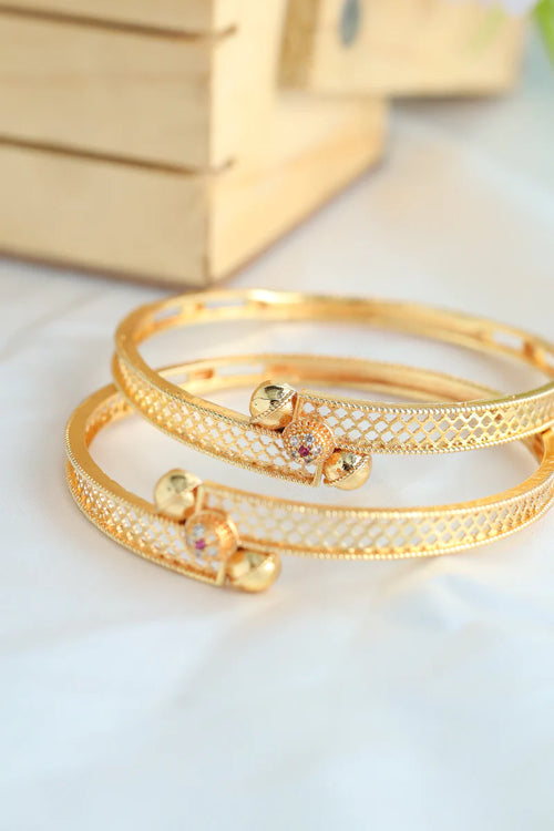Daily Use Bangles | Designer Artificial Bangles Set with AD Diamond Detailing (1 Pair)