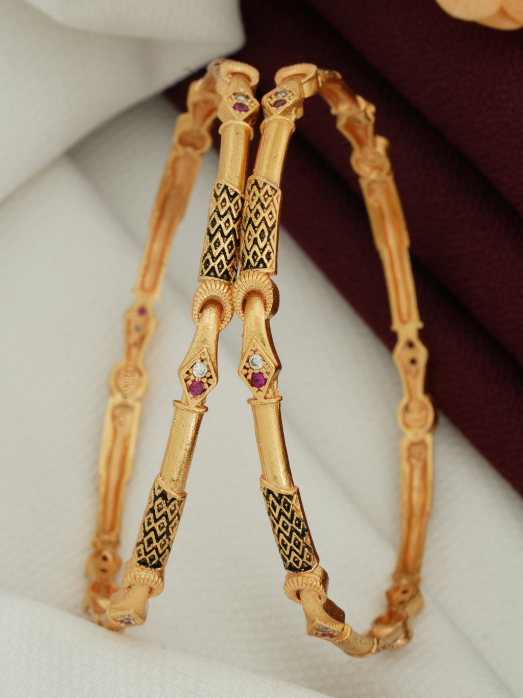 Beautiful Antique Gold Plated Bangle Set for Women | Elegant & Timeless Bangle Set (1 Pair)