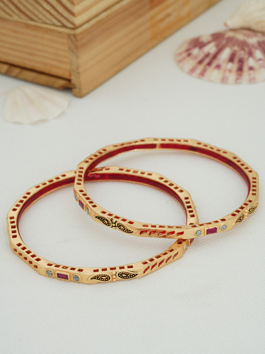 Shop Fancy Bangles for Women | Stylish Artificial Bangles with Gold Finish (1 Pair)