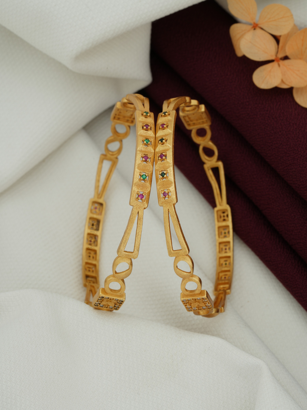 Gold Plated Bangles Set for Women | Trendy & Stylish Bangles (1 Pair)