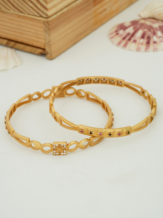Gold Plated Bangles Set for Women | Trendy & Stylish Bangles (1 Pair)