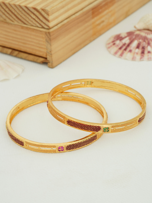 Women Gold Plated Bangles for Daily Use | Stylish & Elegant Bangles for Women (1 Pair)