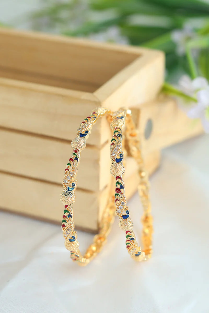 Artificial Gold Bangles | Stunning Peacock Design Bangles for Women
