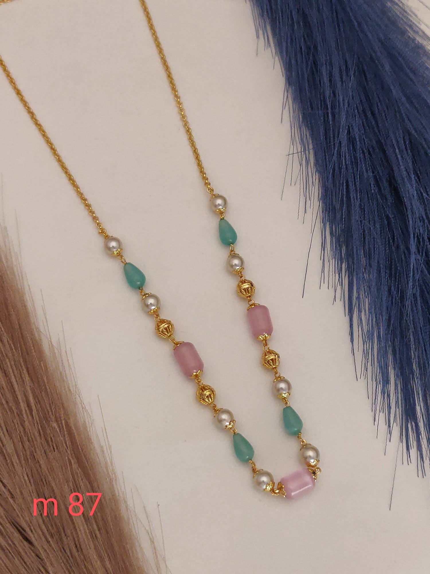 Beautiful Monalisa Stone Mala With Pearls