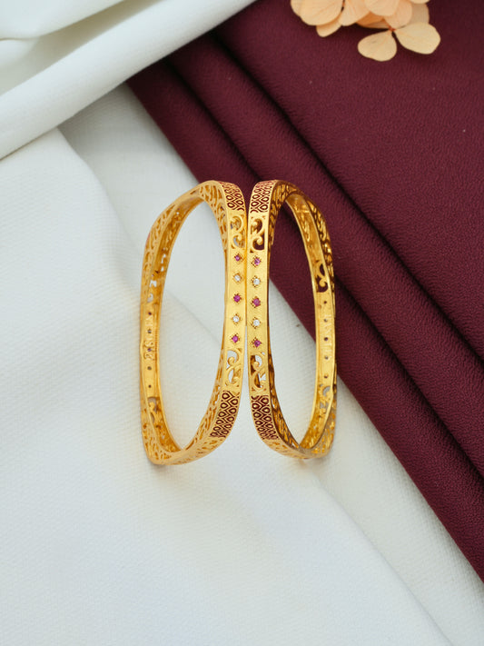 Brass Bangles for Women | Latest Square Shape Gold Plated Bangles