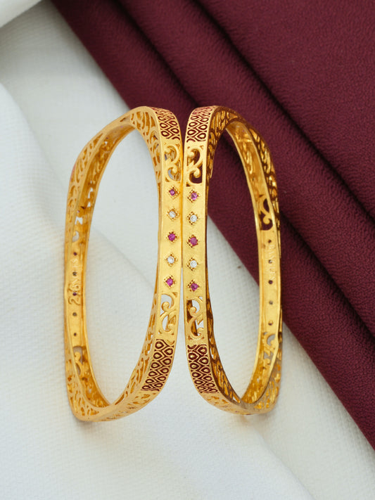 Brass Bangles for Women | Latest Square Shape Gold Plated Bangles