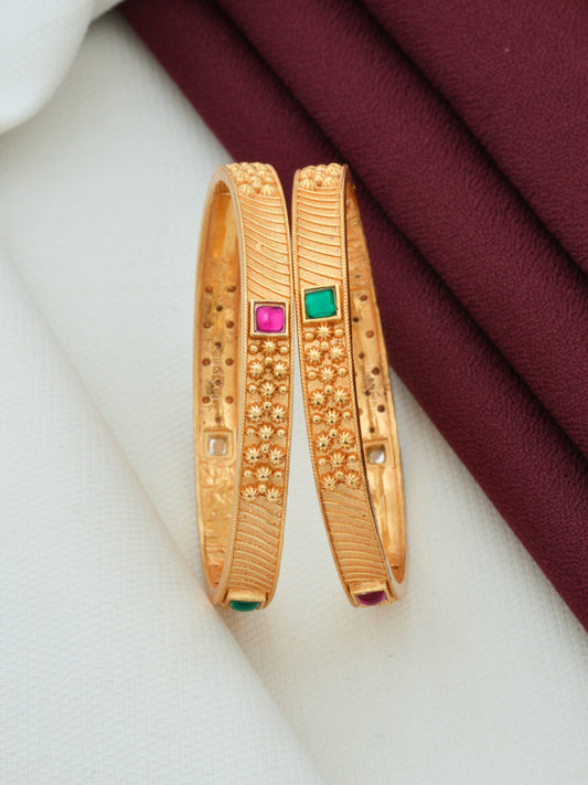 Latest High Gold Finish Bangles | Premium Designer Bangles with Ruby Stone