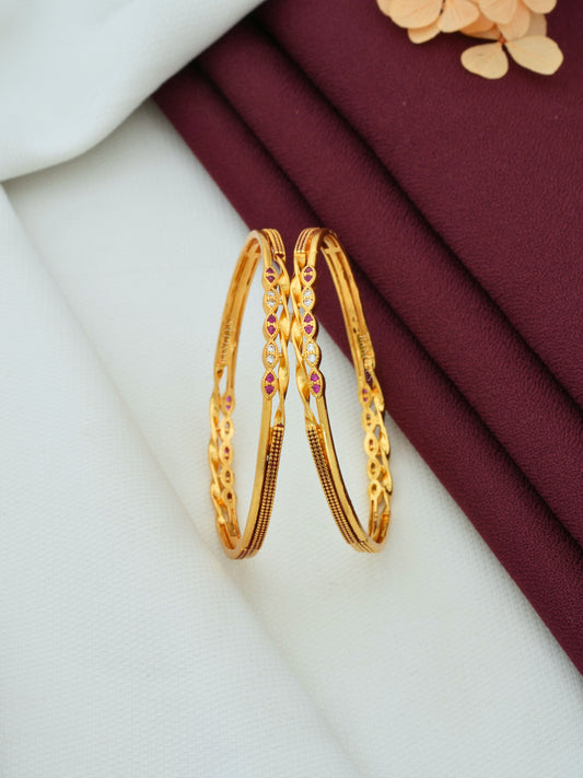 Lightweight Bangles for Girls | Trendy Slim Bangles with AD Diamond