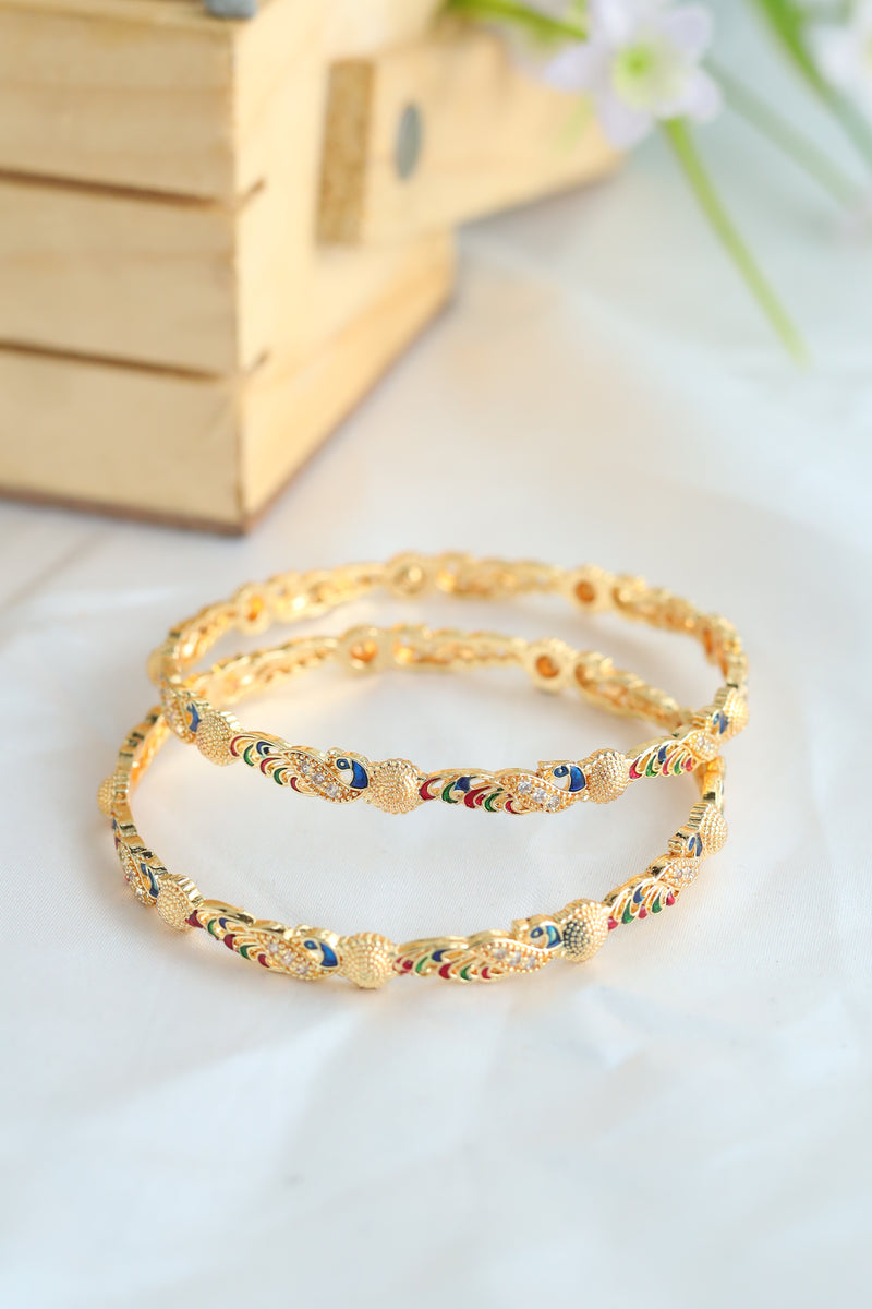 Artificial Gold Bangles | Stunning Peacock Design Bangles for Women