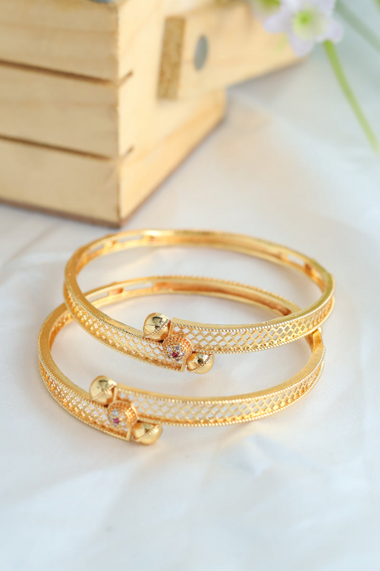 Daily Use Bangles | Designer Artificial Bangles Set with AD Diamond Detailing (1 Pair)