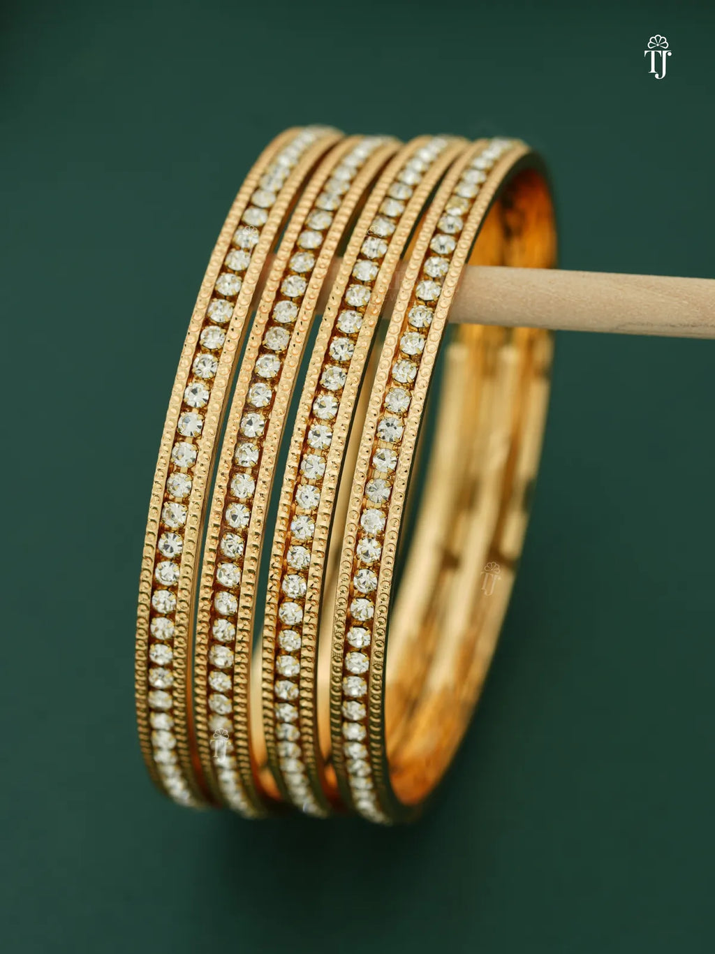 White Artificial Diamond Bangles Set of 4 | Stunning White Diamond Bangle Set