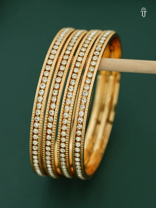 White Artificial Diamond Bangles Set of 4 | Stunning White Diamond Bangle Set