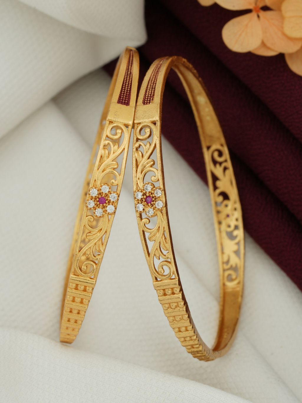 Premium Micro Gold Polish Bangles | Partywear & Festive Collection (1 Pair)