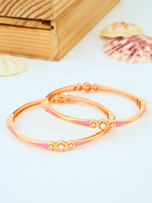 Beautiful Artificial Bangles for Women | Rose Gold Plated with AD Diamonds