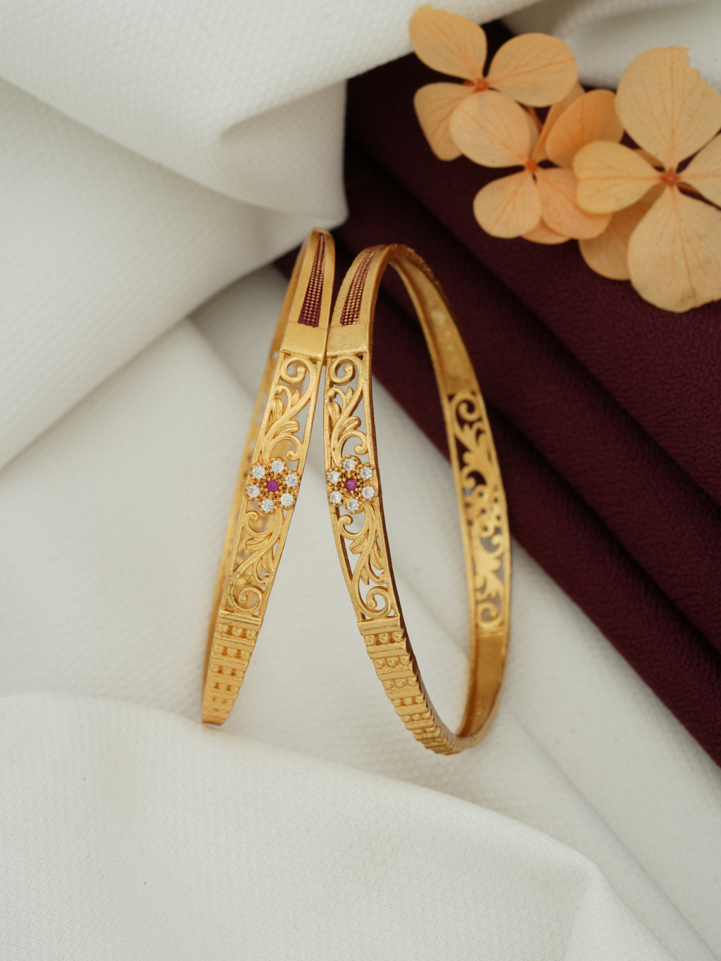 Premium Micro Gold Polish Bangles | Partywear & Festive Collection (1 Pair)