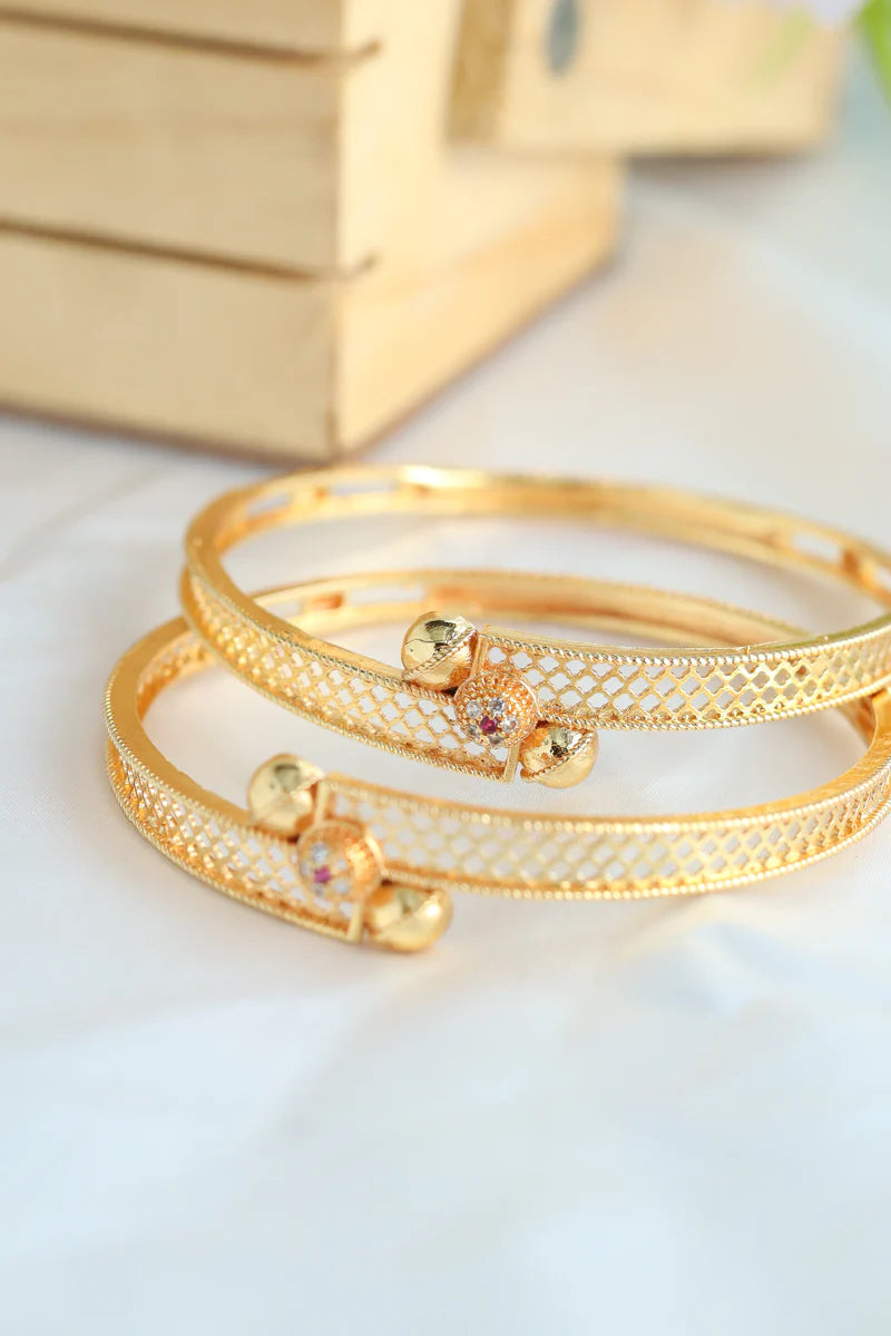 Daily Use Bangles | Designer Artificial Bangles Set with AD Diamond Detailing (1 Pair)