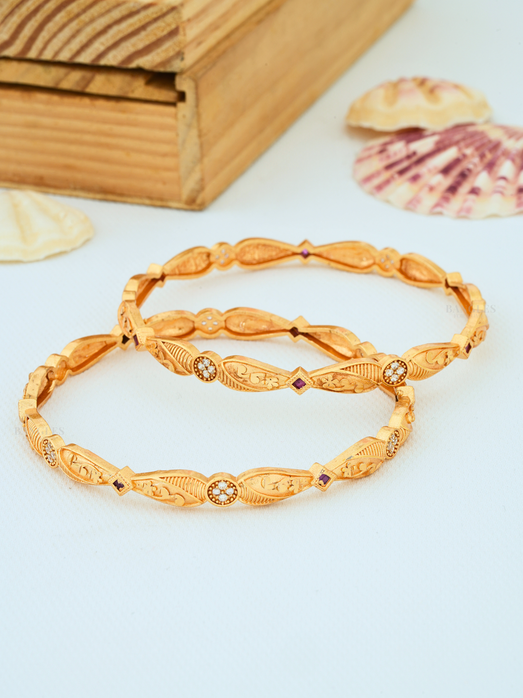 Daily Wear Gold Bangles for Women | Designer Bangles with AD Diamonds